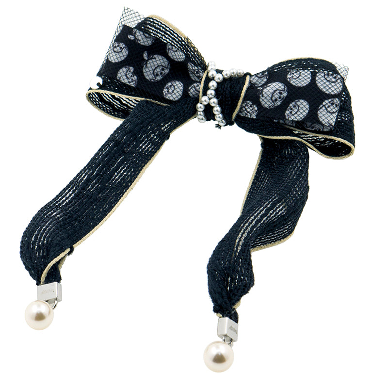 WAVY BOW STRAP CLIP(BLACK) image 0