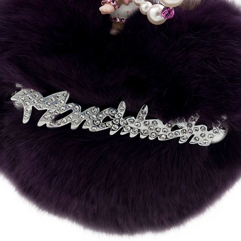Fur in Heart Bag Charm (Purple White Cat)