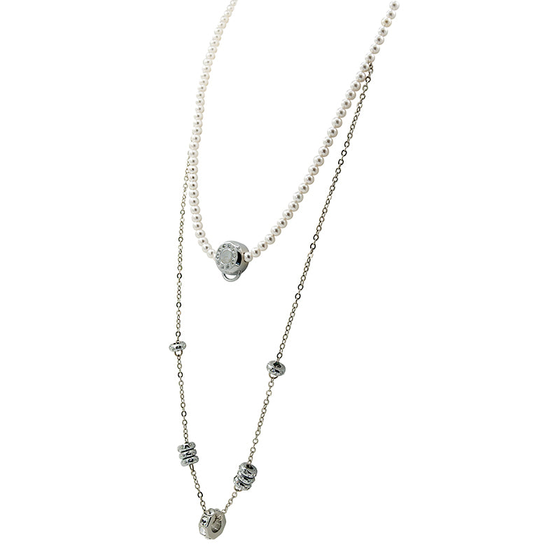 DOUBLE CHARM NECKLACE(WHITE) image 3