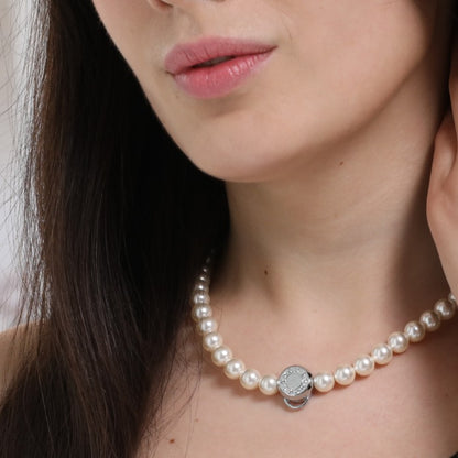 8MM PEARL NECKLACE(CREAMROSE) image 1