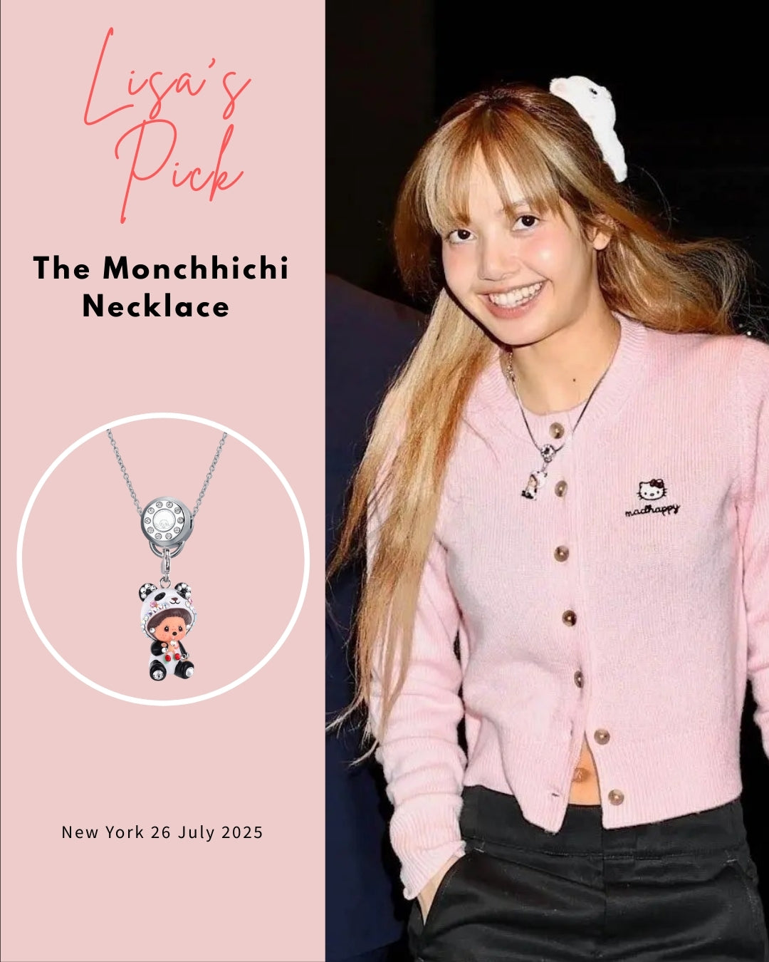 Monchhichi Charm (Black/White Panda)