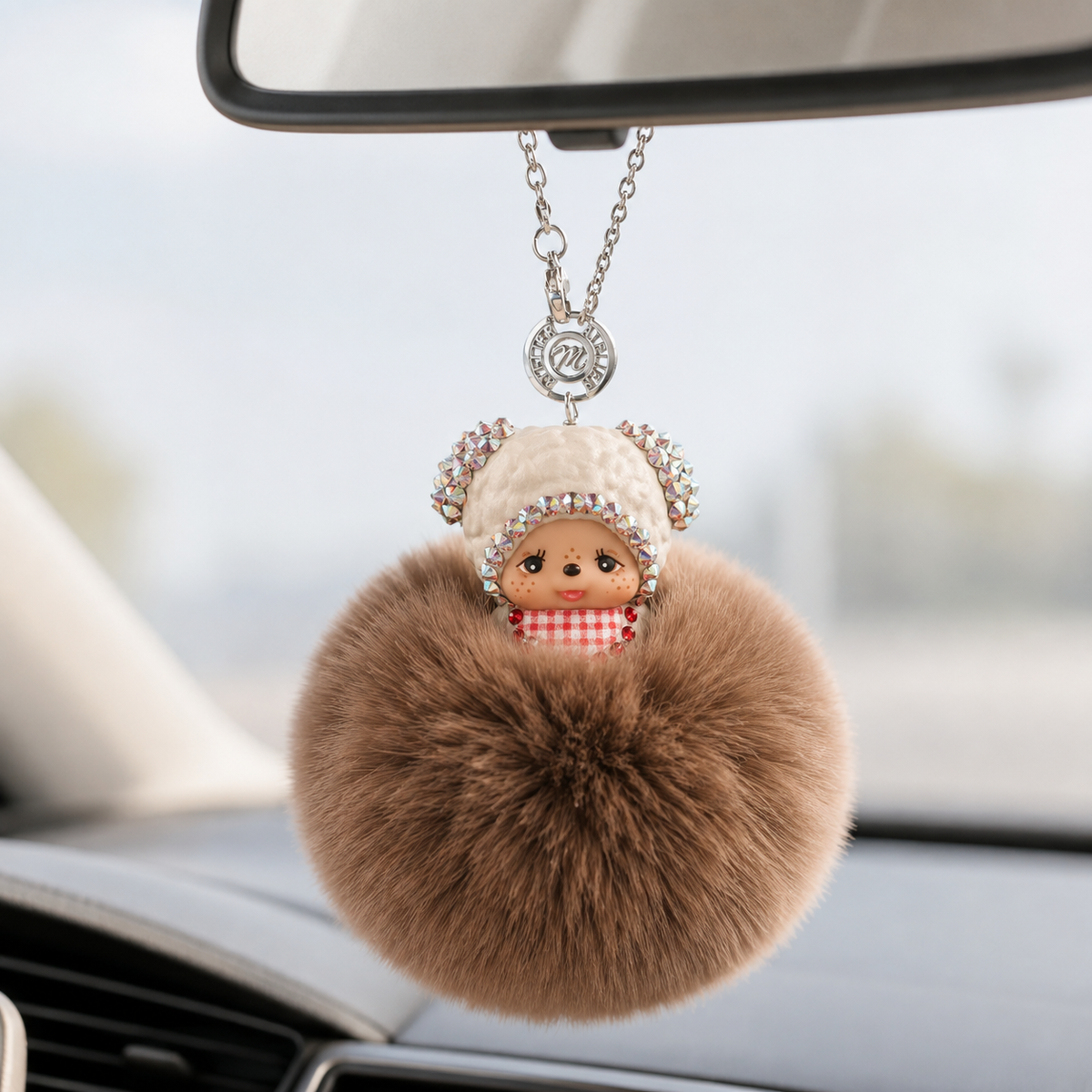 Fur Pompom Bag Charm (Brown Sheep)