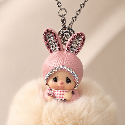 Fur Pompom Bag Charm (White Bunny)