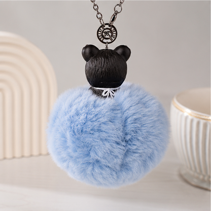 Fur Pompom Bag Charm (Blue Bear)