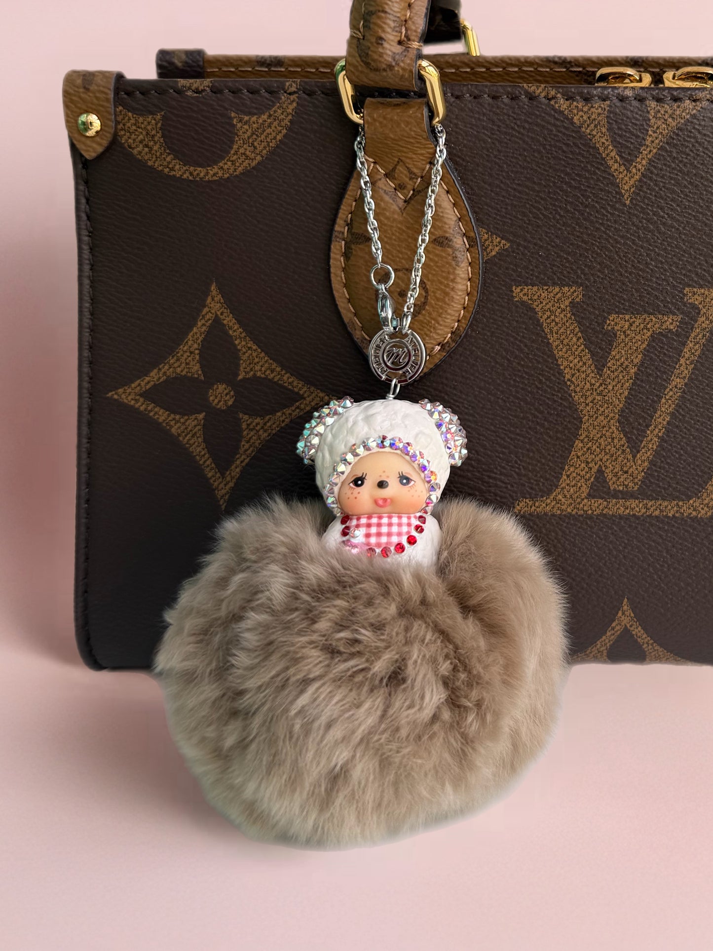 Fur Pompom Bag Charm (Brown Sheep)