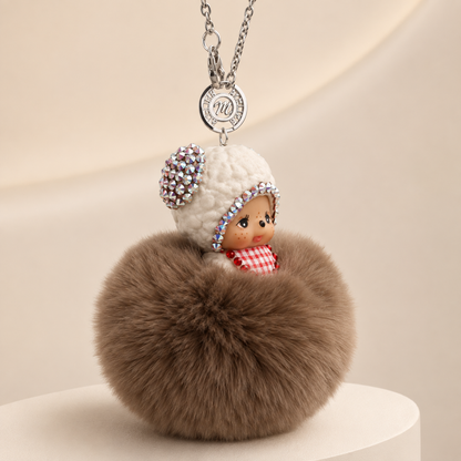Fur Pompom Bag Charm (Brown Sheep)