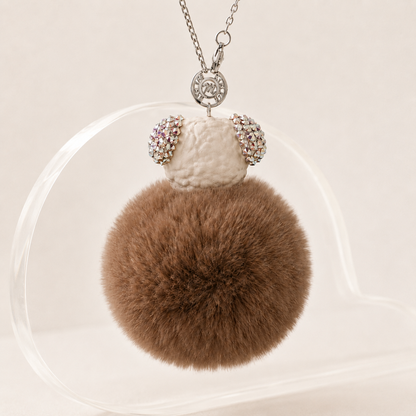 Fur Pompom Bag Charm (Brown Sheep)
