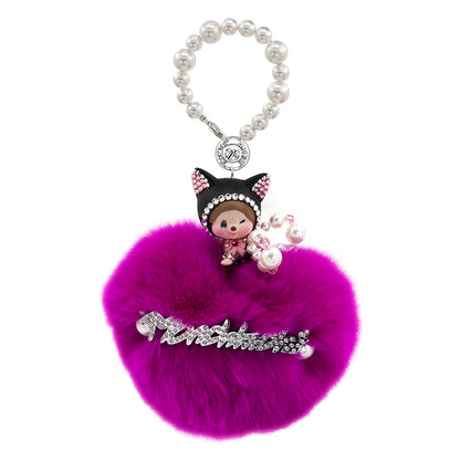 FUR HEART BAGCHAIN(BLACKCAT) image 0