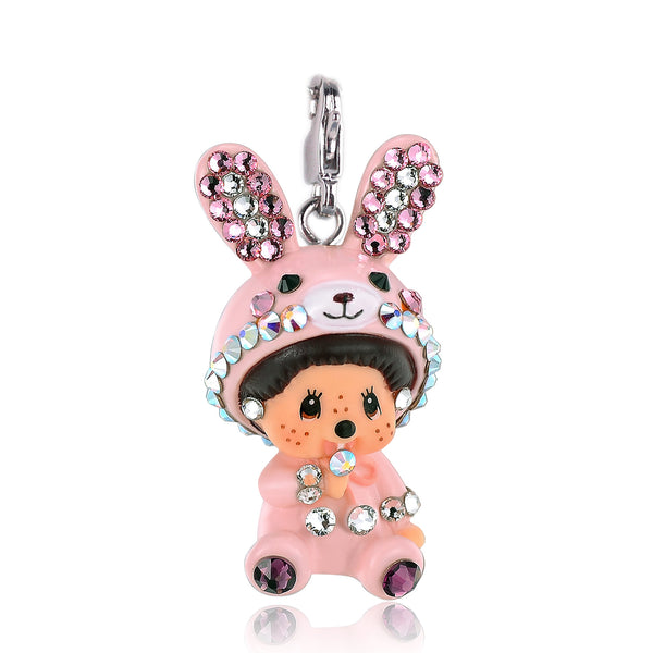 Monchhichi ピンクウサギチャーム スワロフスキー 561e130f-