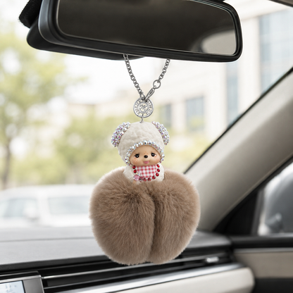 Fur Pompom Bag Charm (Brown Sheep)