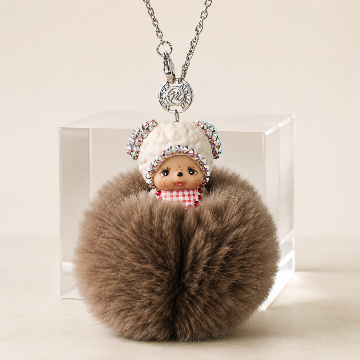 Fur Pompom Bag Charm (Brown Sheep)