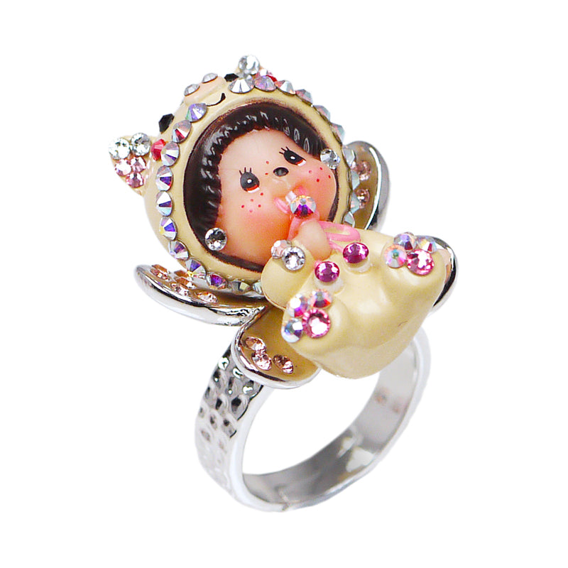 BUTTERFLY PLATINUM PLATED RING W/PIG MCC image 0