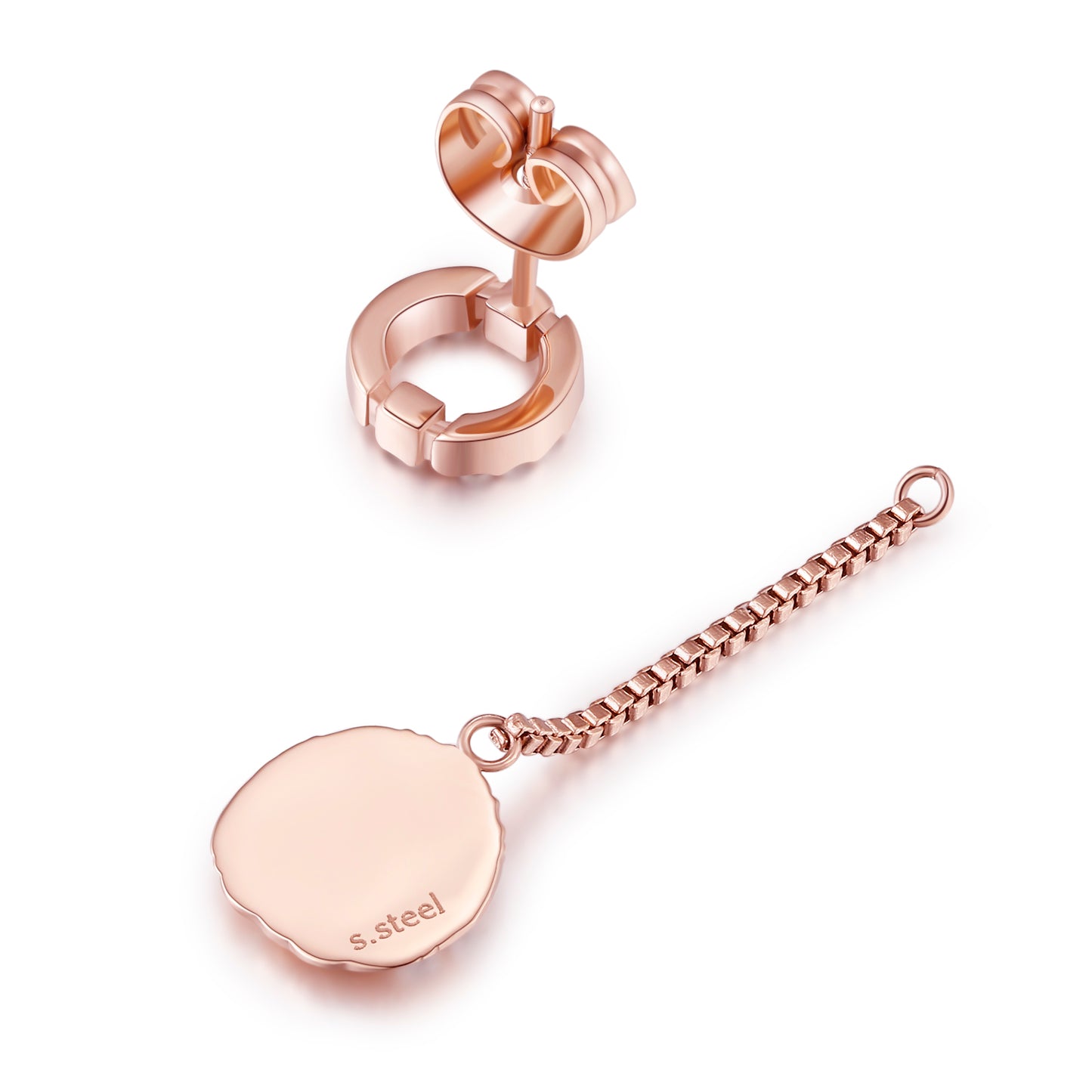 FANCY CIRCLE EARRINGS(ROSEGOLD) image 3