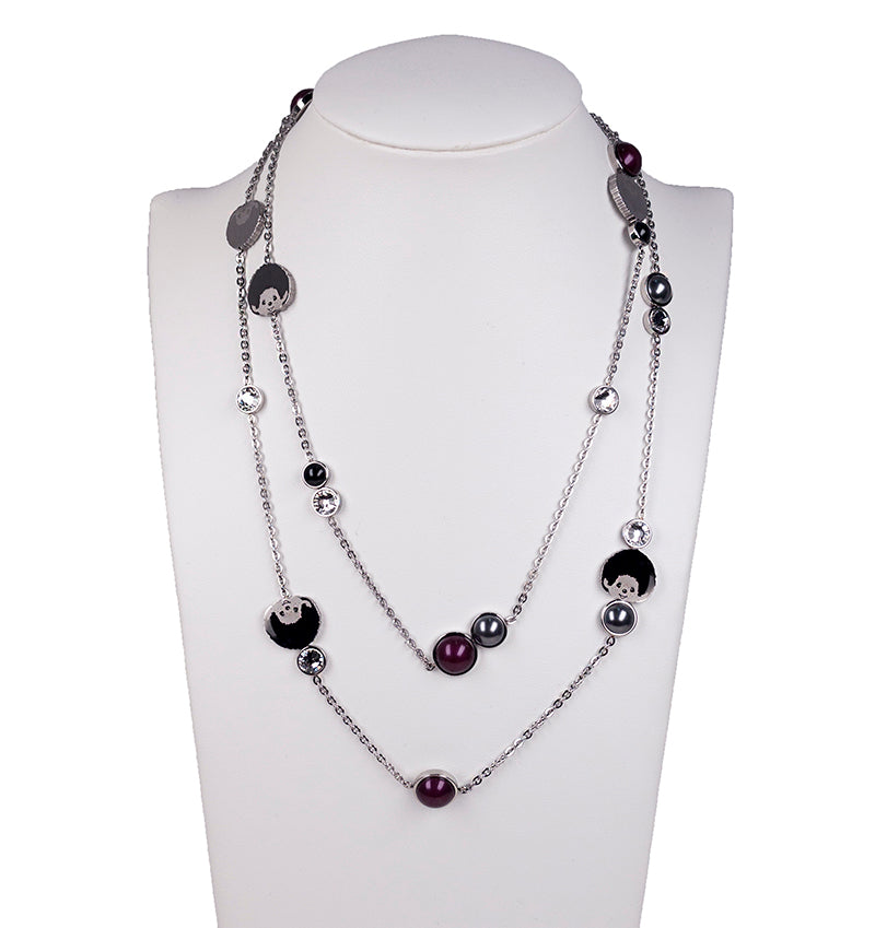 LOGOMANIA NECKLACE(SILVER/PURPLE) image 3