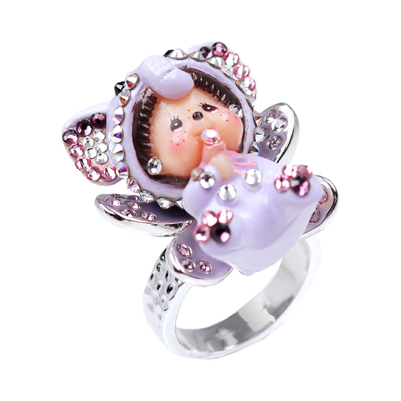 BUTTERFLY PLATINUM PLATED RING W/ELEPHANT MCC image 0