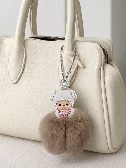 Fur Pompom Bag Charm (Brown Sheep)