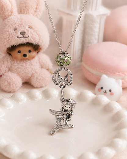 925 Silver Zodiac Charm Necklace (Gemini)