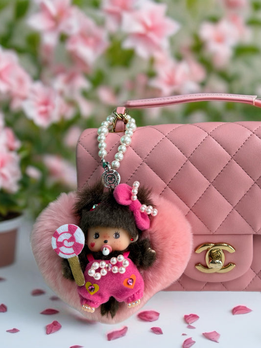 Fur in Heart Bag Charm (Baby Pink Bebichhichi)