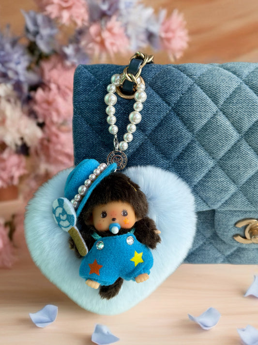 Fur in Heart Bag Charm (Baby Blue Bebichhichi)