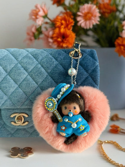 Fur in Heart Bag Charm (Orange Bebichhichi)