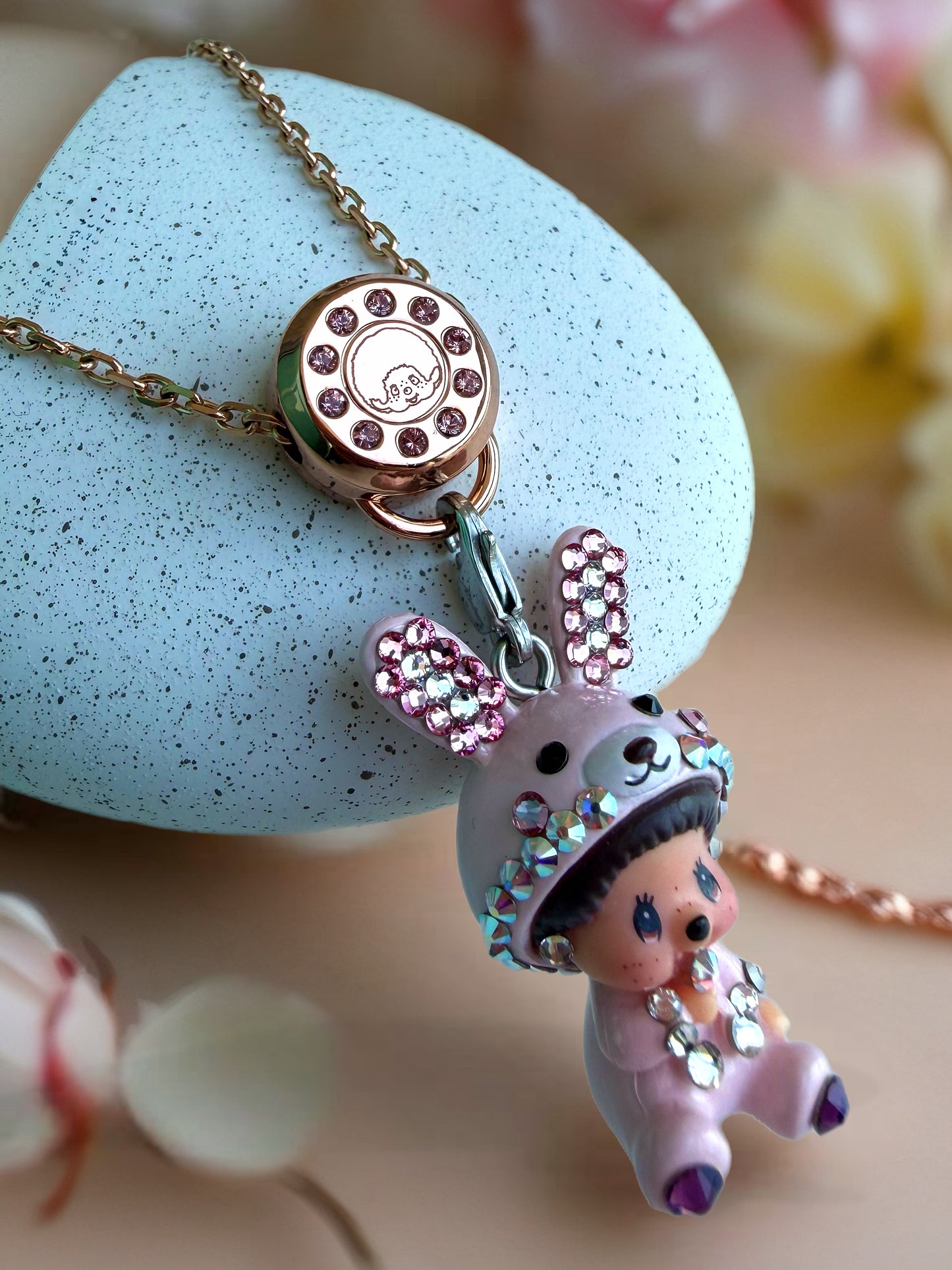 Signature Charm Carrier Necklace (Short) Rosegold