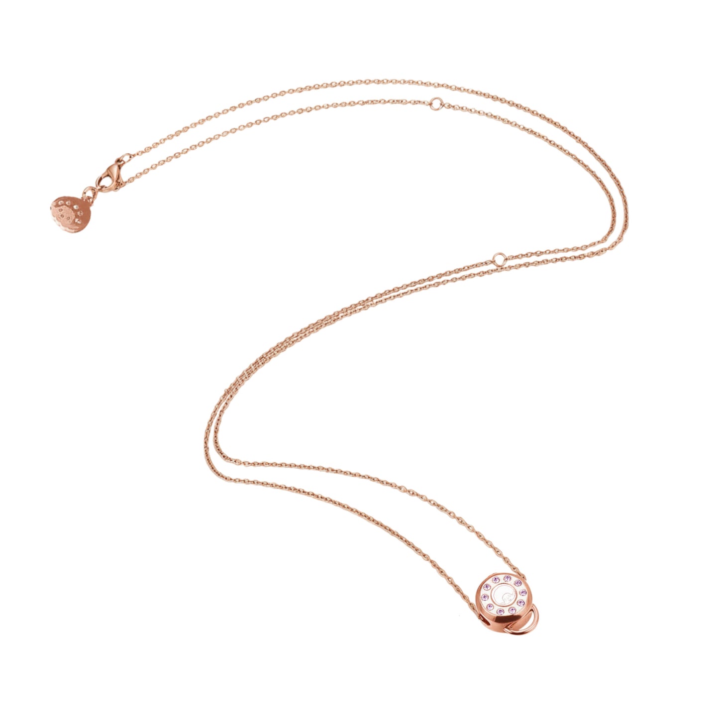 Signature Charm Carrier Necklace (Long) Rosegold