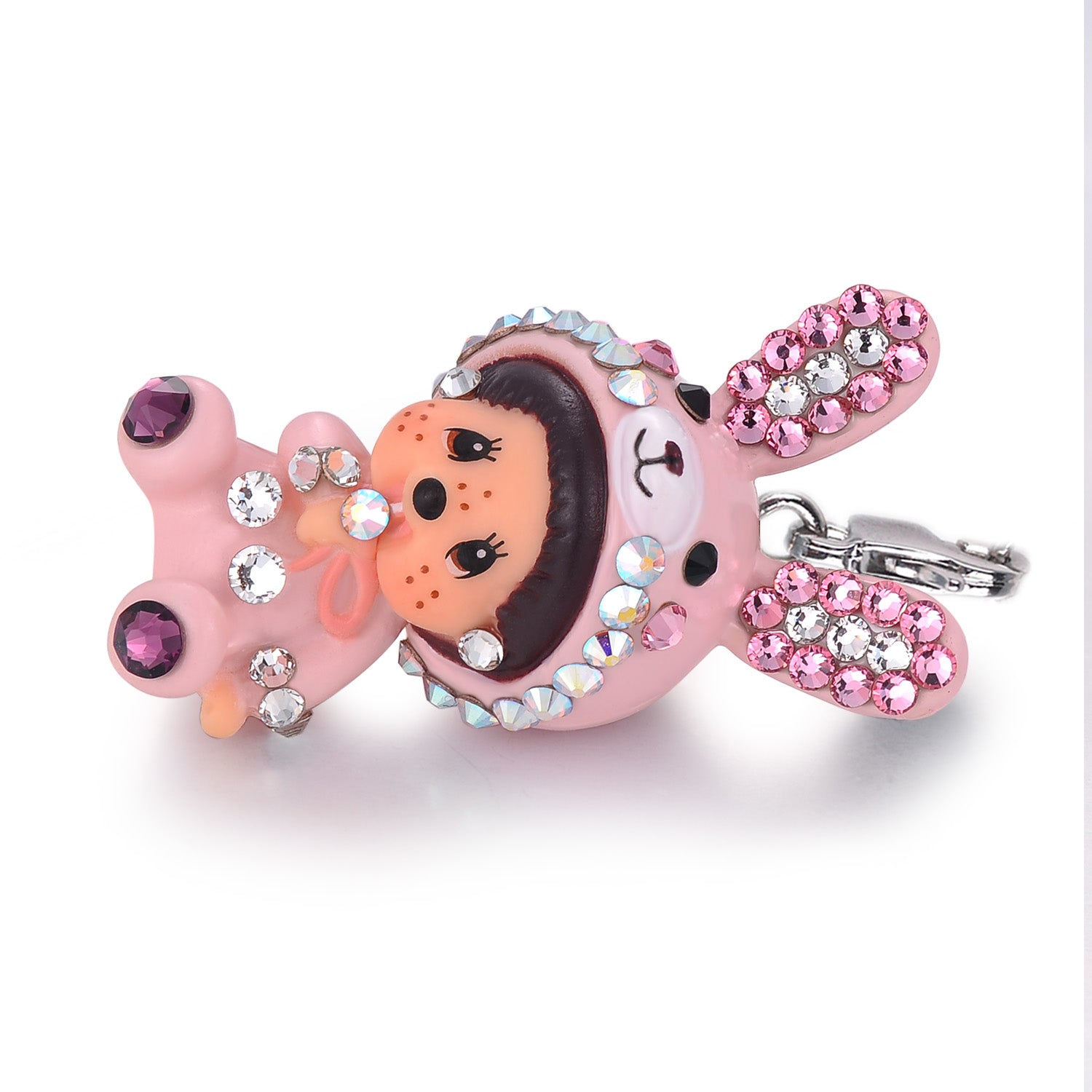 Monchhichi ピンクウサギチャーム スワロフスキー Monchhichi Charm (Pink Bunny) – Monchhichi Jewelry by Atelier