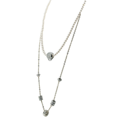 DOUBLE CHARM NECKLACE(WHITE) image 3