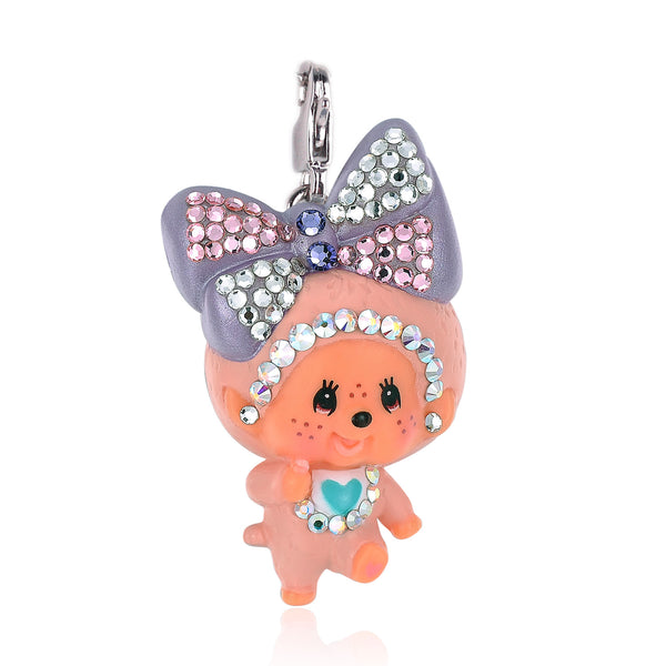 Monchhichi ピンクウサギチャーム スワロフスキー aacd9418-