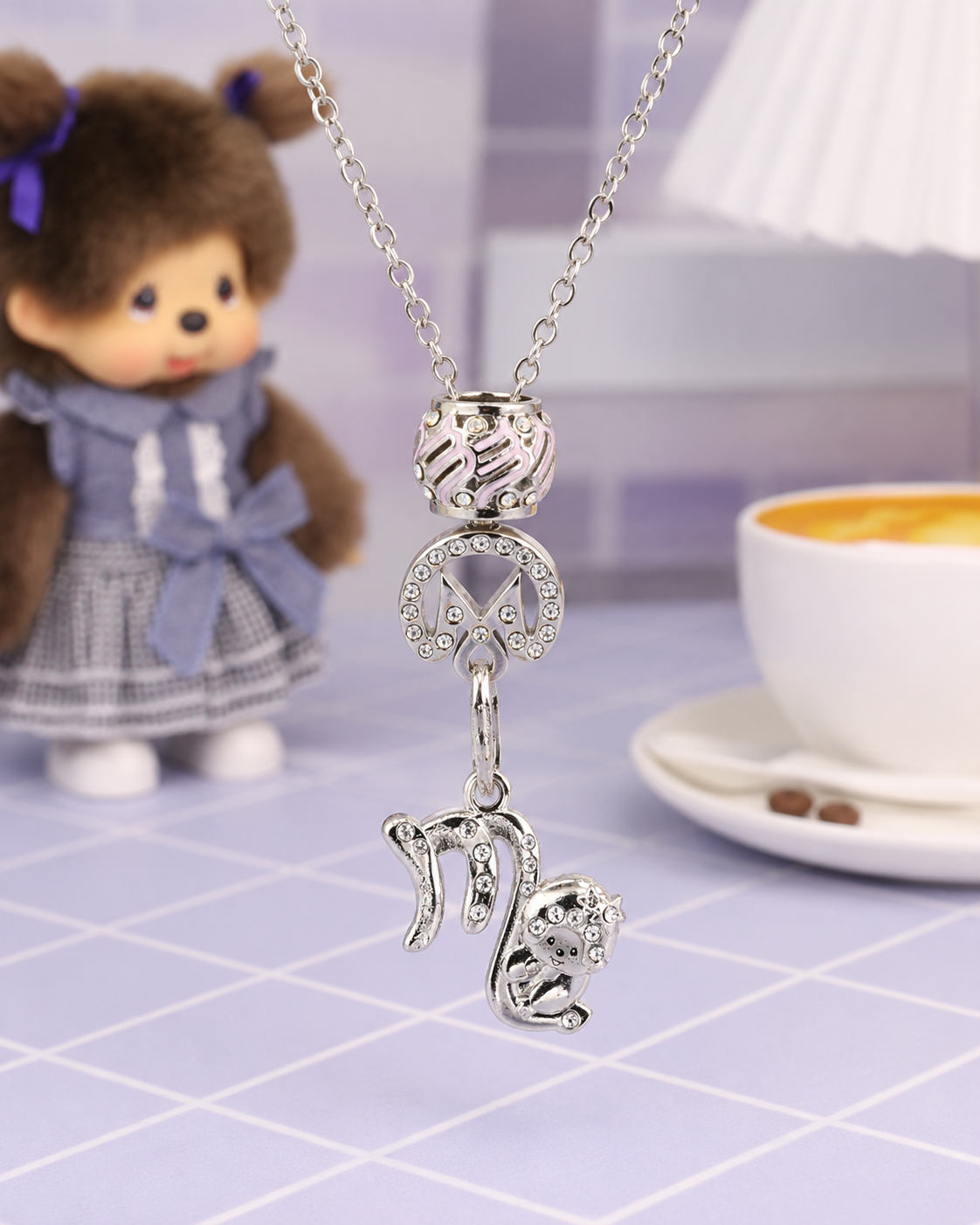 925 Silver Zodiac Charm Necklace (Scorpio)