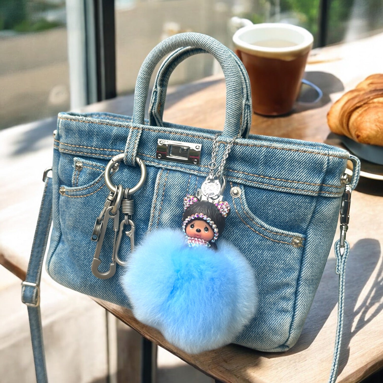 FUR POMPOM BAGCHAIN(BEAR) image 1