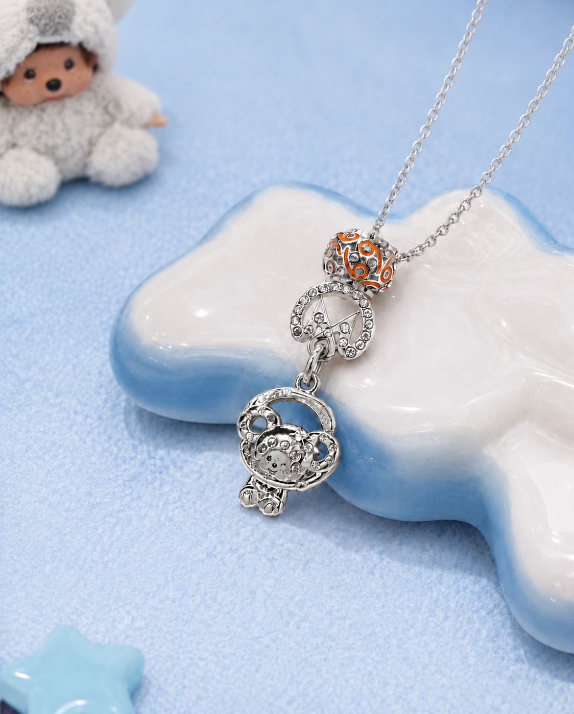 925 Silver Zodiac Charm Necklace (Cancer)