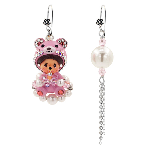 Monchhichi Swarovski Pearl Earrings (Pink Bear) – Monchhichi