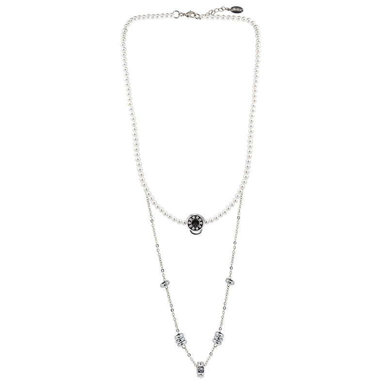 DOUBLE CHARM NECKLACE(WHITE) image 0