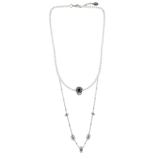 DOUBLE CHARM NECKLACE(WHITE) image 0